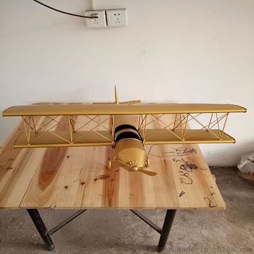 天月供应金属飞机模型摆件 铁艺飞机金色特价